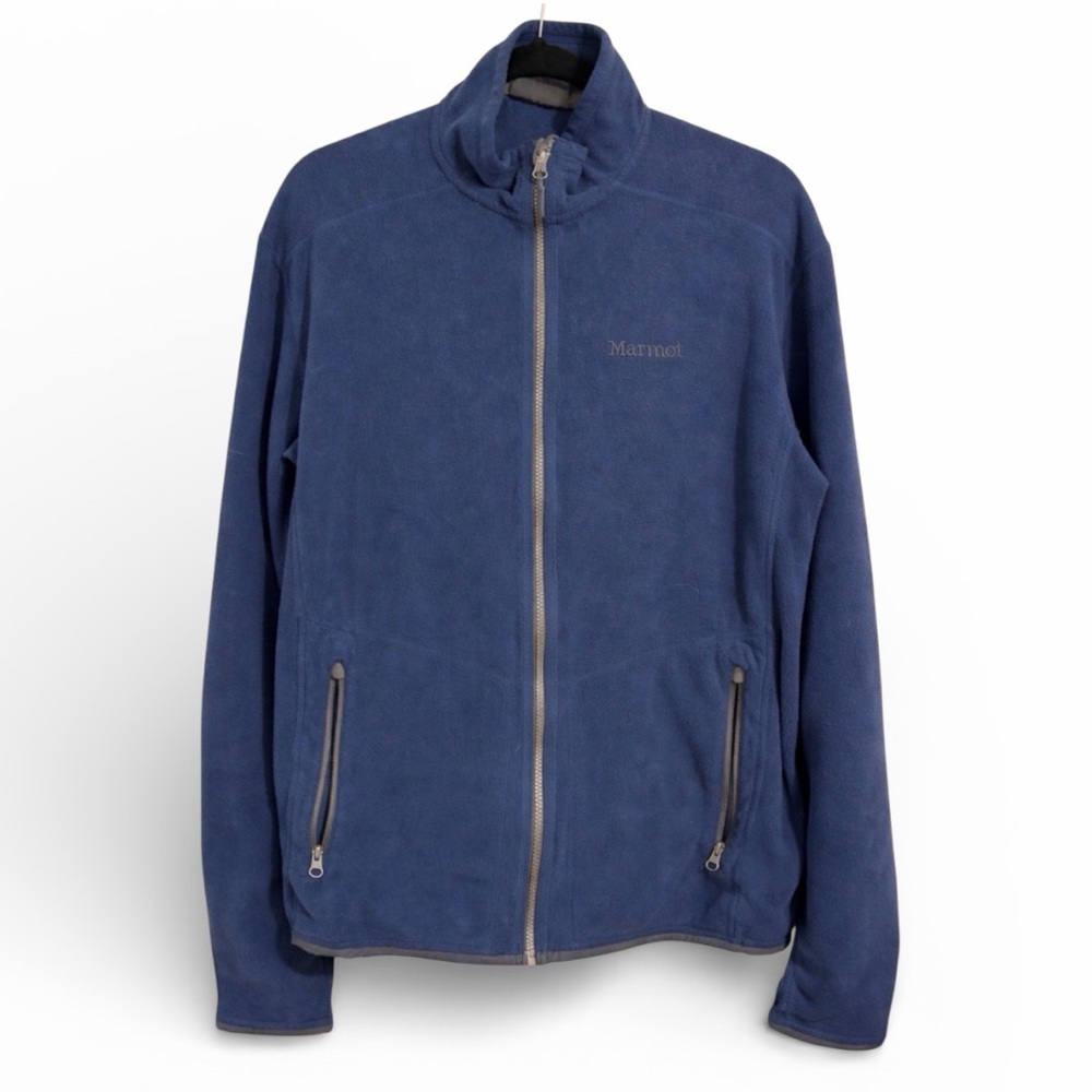 Marmot Blue Full Zip Fleece Jacket | Lightweight Outdoor Coat Size XL Hiking